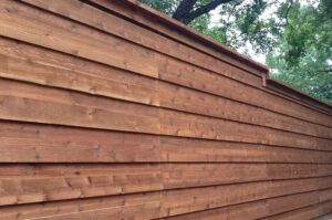 Stained Wooden Fence Close-up