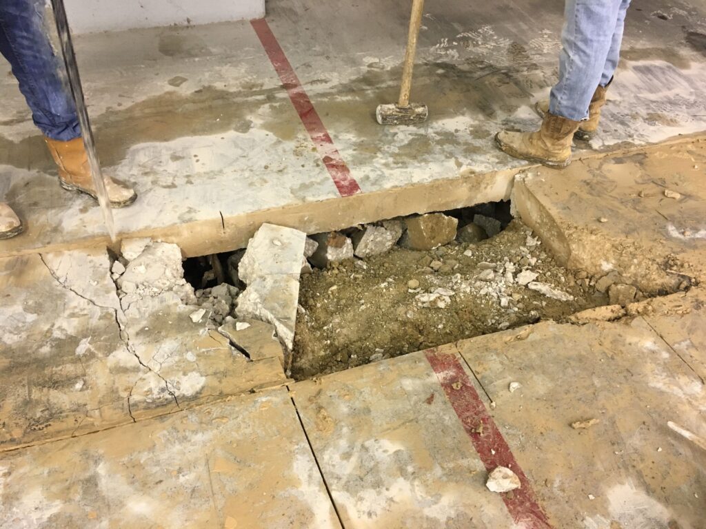 Concrete repair in process