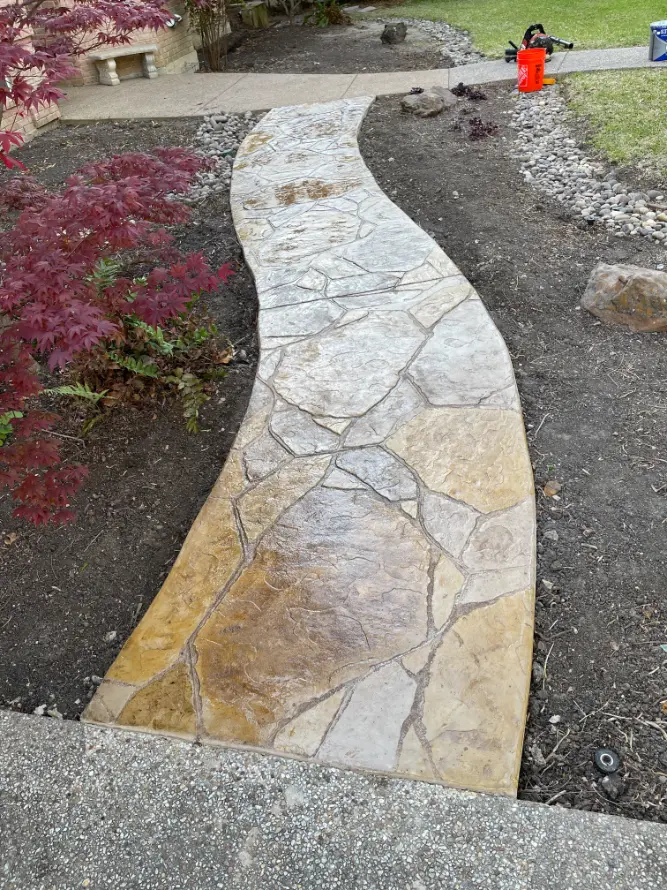 Neutral stamped pathway for residential concrete project