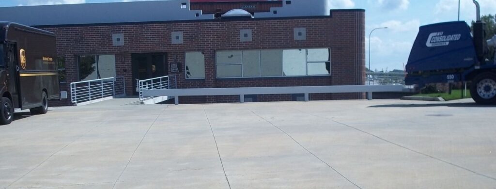 Commercial flatwork installed in front of a business. 