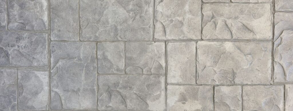 A close-up of stamped concrete. 