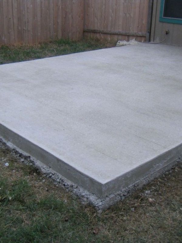 A concrete slab was installed for a shed. 