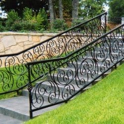 Iron rails with decorative scrollwork