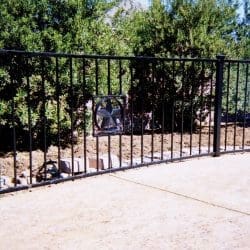 Iron flat-top pool fence with custom star insert