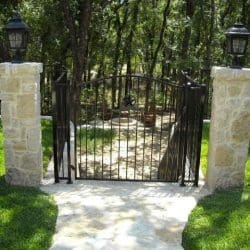 Stonework and iron gate